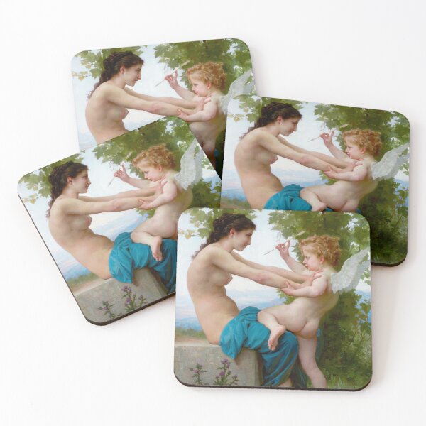 Item preview, A young girl defending herself against Eros - William Bougereau designed and sold by Vintage Designs +.
