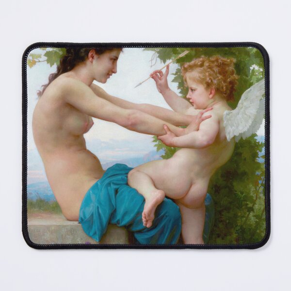 Item preview, A young girl defending herself against Eros - William Bougereau designed and sold by Vintage Designs +.