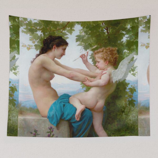 Item preview, A young girl defending herself against Eros - William Bougereau designed and sold by Vintage Designs +.