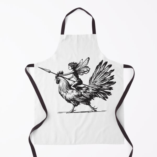 Item preview, Fairy Riding Chicken woodcut ink line art designed and sold by blackdogshop.