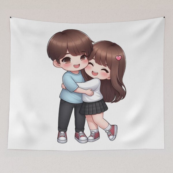 Item preview, Cute Couple Hugging – Romantic Love Illustration, Sweet Couple Art for Gifts & Decor designed and sold by TrendyDesign159.