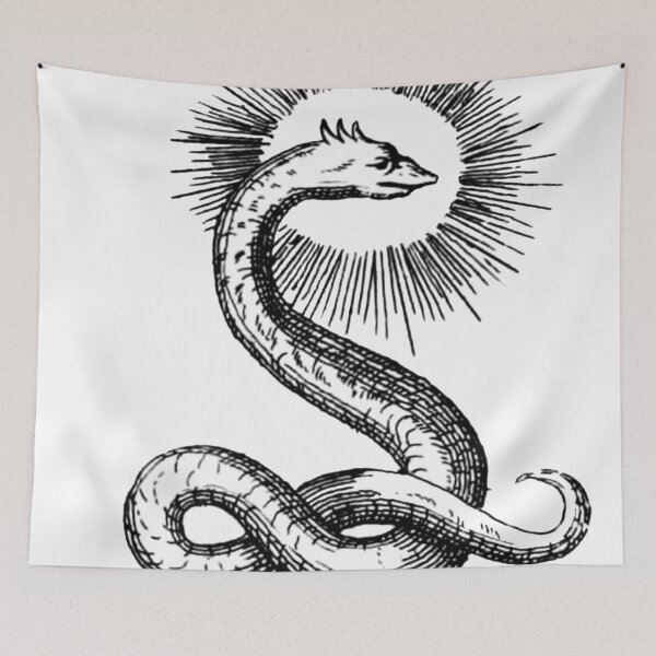 Item preview, Snake with Halo, Serpent Illustration, Medieval Snake Drawing  designed and sold by HawthorneFlame.