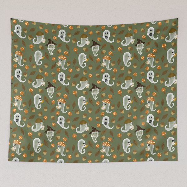 Item preview, Ghost Tea Party in Olive Green designed and sold by AnnikaisDrawing.