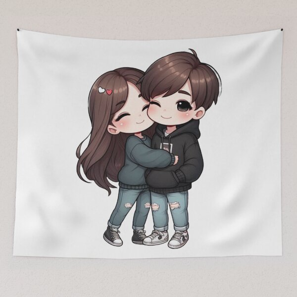 Item preview, Cute Couple Hugging Each Other – Romantic Illustration of Love and Affection designed and sold by TrendyDesign159.