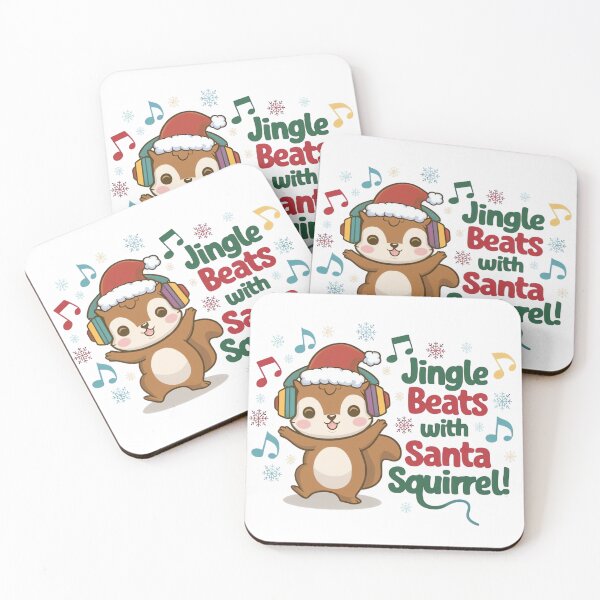 Item preview, Cute Squirrel Wearing Santa Hat and Headphones - Holiday Music Vibes designed and sold by ARTReMi.