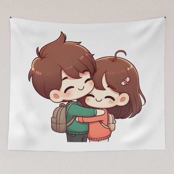 Item preview, Cute Couple Hugging Each Other – Romantic Illustration of Love and Affection designed and sold by TrendyDesign159.