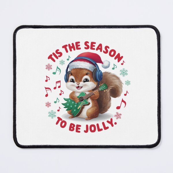 Item preview, Adorable Squirrel in Santa Hat Jamming on a Christmas Tree Guitar designed and sold by ARTReMi.