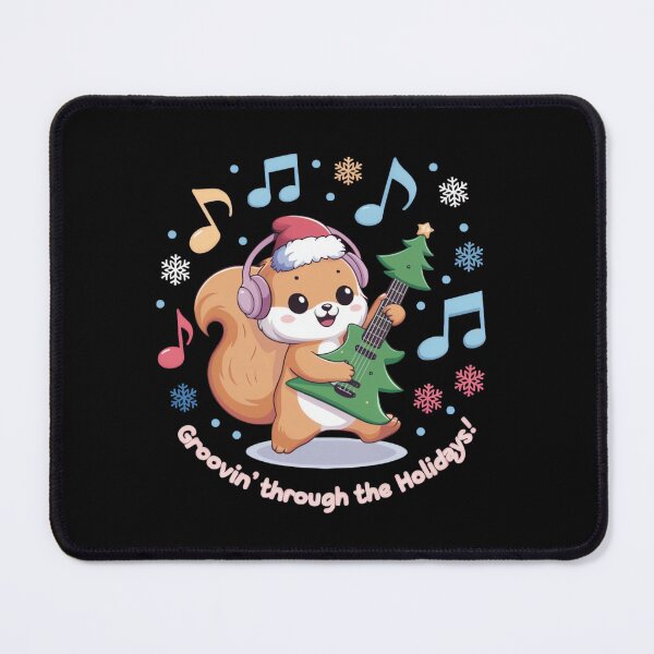 Item preview, Festive Squirrel Playing Guitar Surrounded by Snowflakes and Notes designed and sold by ARTReMi.