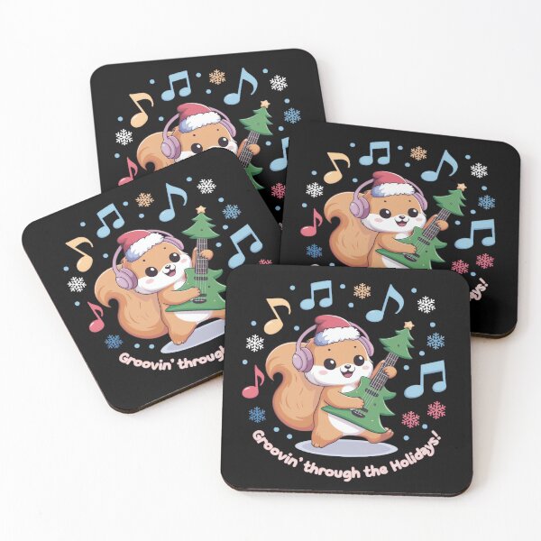 Item preview, Festive Squirrel Playing Guitar Surrounded by Snowflakes and Notes designed and sold by ARTReMi.