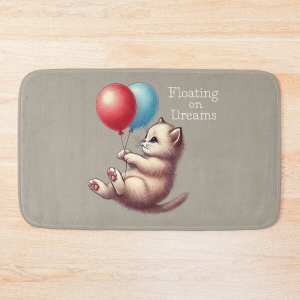Item preview, Retro Kitten Floating on Balloons - Floating on dreams designed and sold by Blink Art Studio.