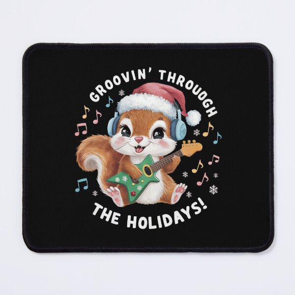 Item preview, Squirrel Rocking a Christmas Tree Guitar in Santa Hat - Cheerful Holiday Art designed and sold by ARTReMi.