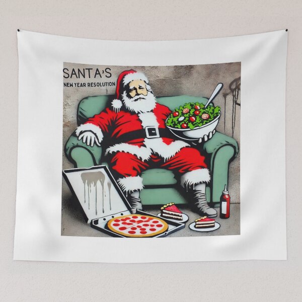 Item preview, Unhappy Santa with a Salad - Santa's - New year Resolution designed and sold by Blink Art Studio.