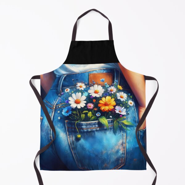 Item preview, wildflowers in a girl's blue denim jeans rear pocket art designed and sold by EmeraldeaArt.