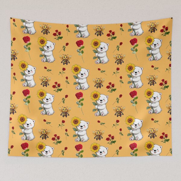 Item preview, Bees, Bears, Roses and Sunflowers Pattern  designed and sold by Grang Art Artistic Designs.