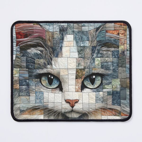 Item preview, Pixelated Cat Faux Quilt Design designed and sold by WitsandWonders.