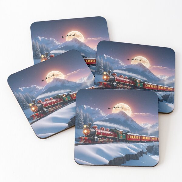 Item preview, Cheerful Christmas Print | Christmas Express Train & Santa’s Sleigh designed and sold by HolidayPeels.