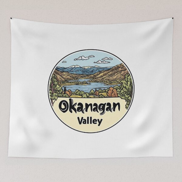 Item preview, Okanagan Valley Hand-Drawn Landscape Canadian Mountain Scene British Columbia designed and sold by meganohm.