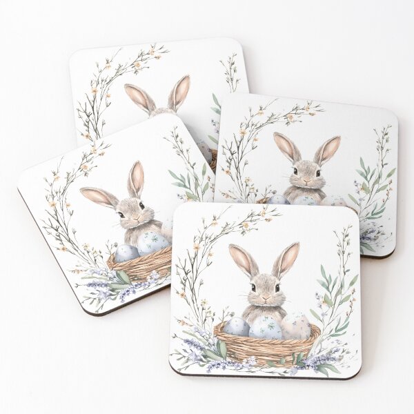 Item preview, Easter bunny with a basket of eggs and flowers. designed and sold by AlinaMalina24.