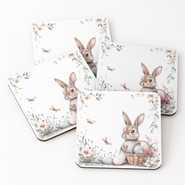 Item preview, Cute Easter bunny with a basket of eggs and flowers. designed and sold by AlinaMalina24.