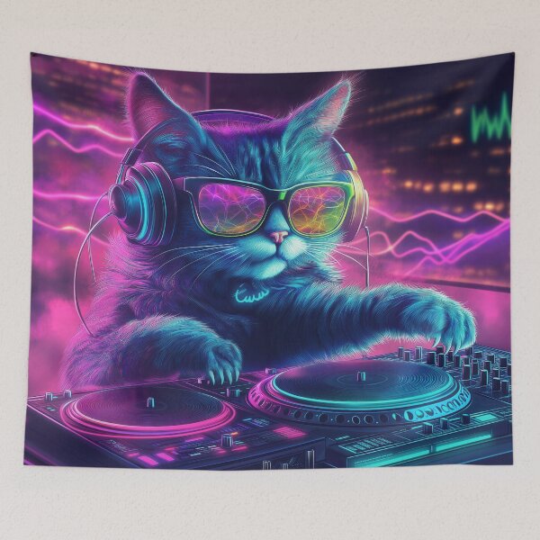 Item preview, DJ Whiskers - The Feline Mixmaster designed and sold by Ideationing.