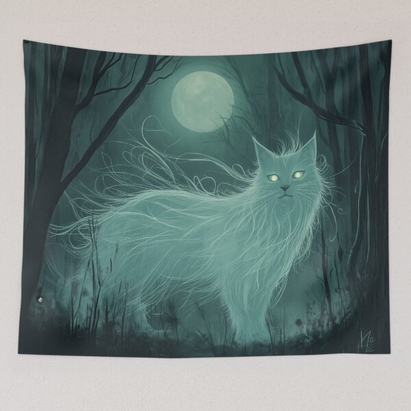 Item preview, Moonlit Specter - The Ethereal Cat designed and sold by Ideationing.