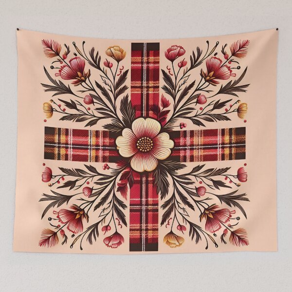 Item preview, Tartan Red and Yellow Floral with Cross designed and sold by cmphotographs.