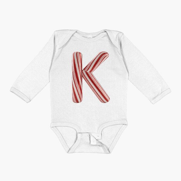 CANDY CANE LETTER K Long Sleeve Baby One-Piece