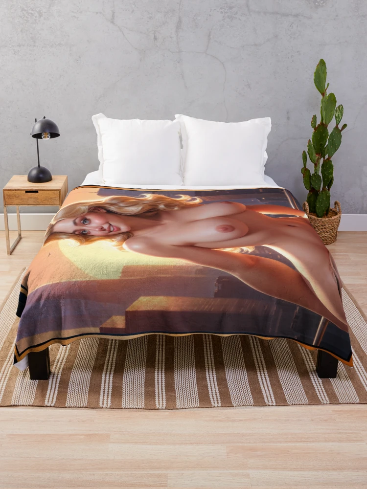 An Elegant Nude Pin-up Relaxing On A Rooftop Balcony At Sunset AI Concept Art by Xzendor7 | An Enchanting Golden Beauty 3 An Elegant Nude Pin-up Relaxing On A Rooftop Balcony At Sunset Mesmerizing AI Concept Art by Xzendor7 Decorative Art Print Comforter
