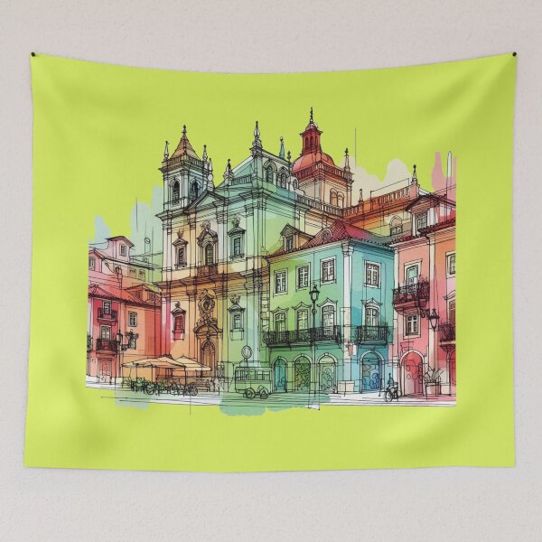 Item preview,  3D Sketch of Portugal’s Historic Buildings, Palaces, and Scenic Landmarks with Vibrant Colors,  designed and sold by PaintMeWorld.