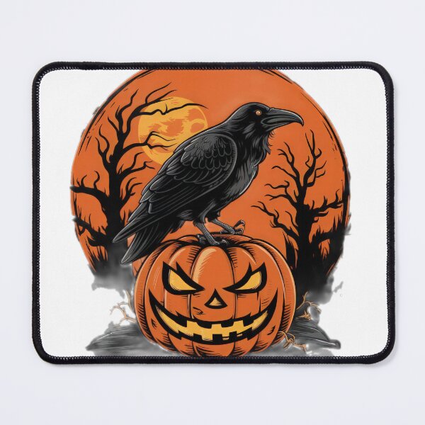 Item preview, halloween black raven with orange moon ,halloween black raven,halloween pumpkin,Halloween Hr,halloween illustration designed and sold by Expressions-Sel.