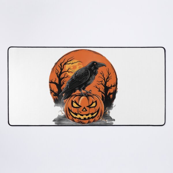 Item preview,  halloween black raven with orange moon ,halloween  black raven,halloween pumpkin,Halloween Hr,halloween illustration designed and sold by Expressions-Sel.