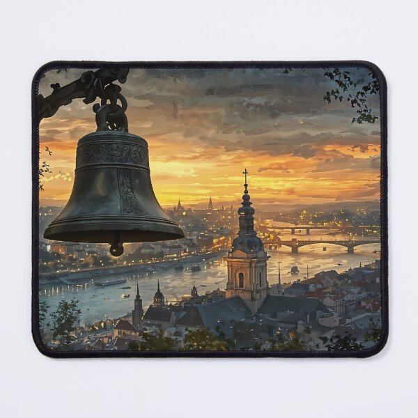Item preview, Echoes of the Old City: A Bell Tower at Dawn designed and sold by oanaunciuleanu.