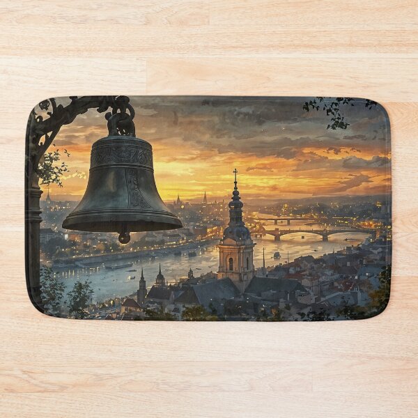 Item preview, Echoes of the Old City: A Bell Tower at Dawn designed and sold by oanaunciuleanu.