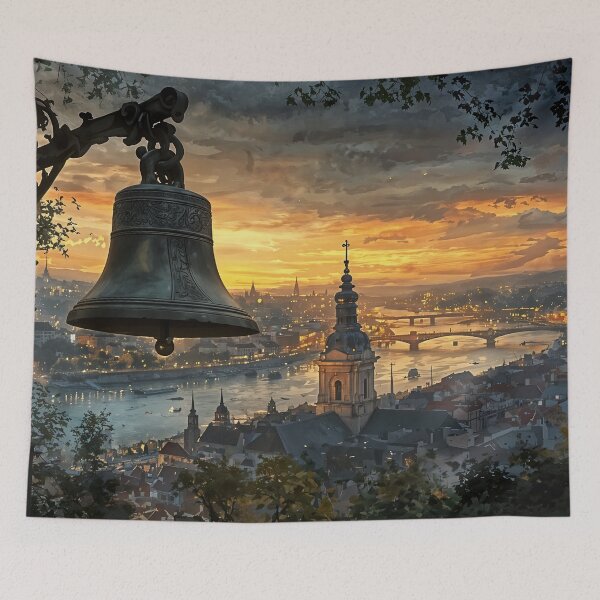 Item preview, Echoes of the Old City: A Bell Tower at Dawn designed and sold by oanaunciuleanu.