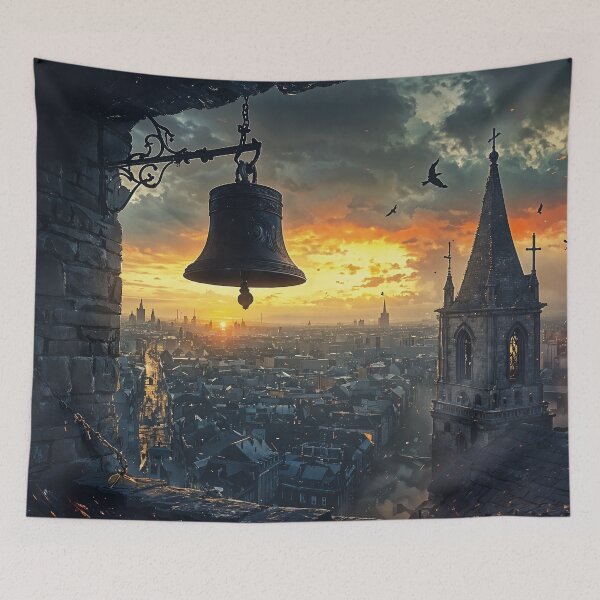 Item preview, Echoes of the Old City: A Bell Tower at Dawn designed and sold by oanaunciuleanu.