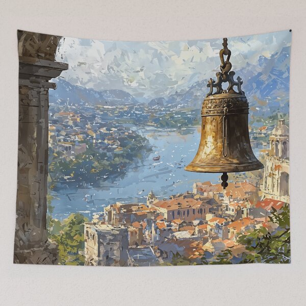 Item preview, Echoes of the Old City: A Bell Tower at Dawn designed and sold by oanaunciuleanu.