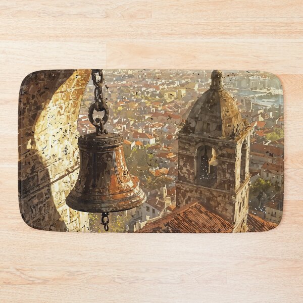 Item preview, Echoes of the Old City: A Bell Tower at Dawn designed and sold by oanaunciuleanu.