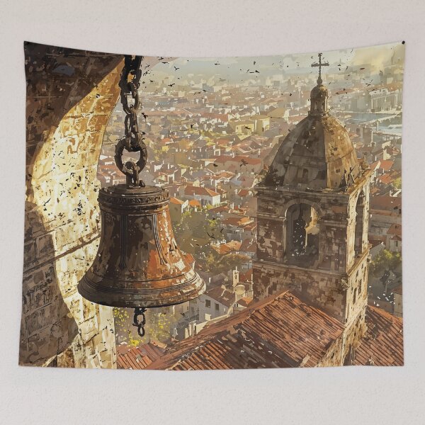 Item preview, Echoes of the Old City: A Bell Tower at Dawn designed and sold by oanaunciuleanu.