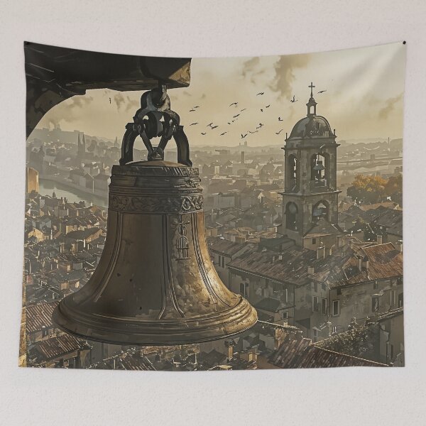 Item preview, Echoes of the Old City: A Bell Tower at Dawn designed and sold by oanaunciuleanu.