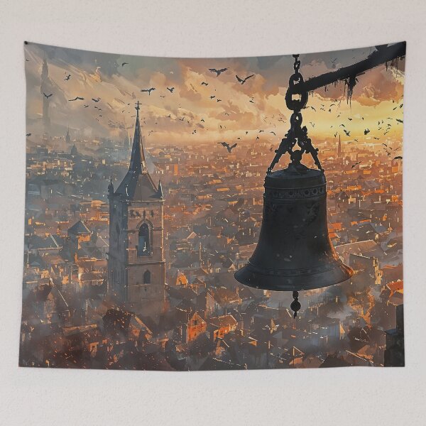 Item preview, Echoes of the Old City: A Bell Tower at Dawn designed and sold by oanaunciuleanu.