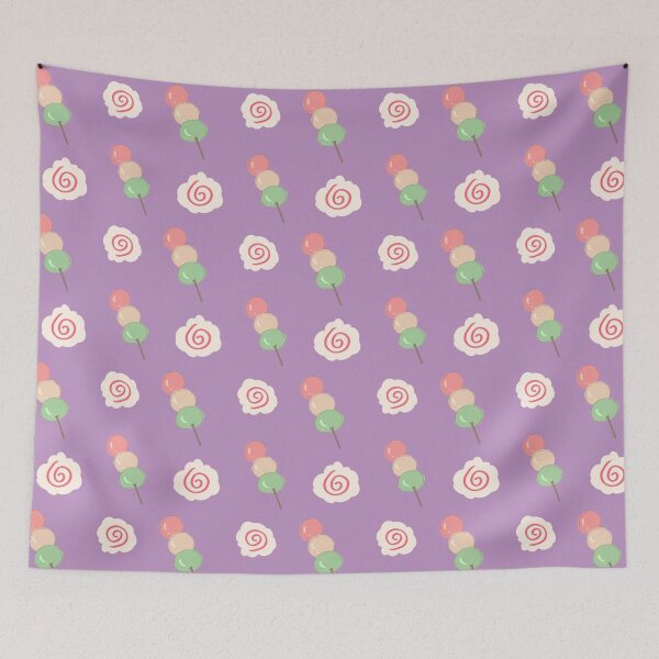 Item preview, Pastel Japanese Dessert Art Pink, Purple, and Green Pattern Decor designed and sold by ComConCreations.