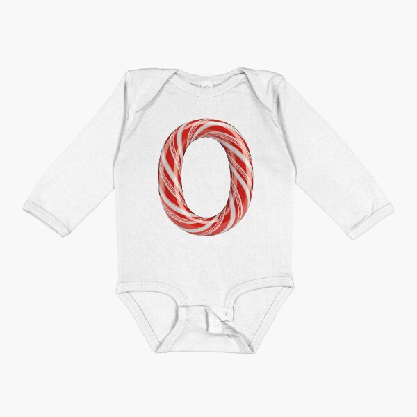 CANDY CANE LETTER O Long Sleeve Baby One-Piece