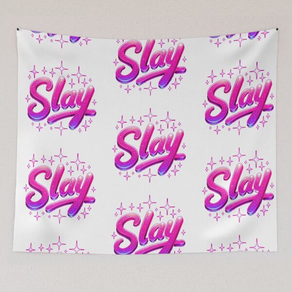 Item preview, Slay bright pink sparkly design stickers and more designed and sold by CRandRRstickers.