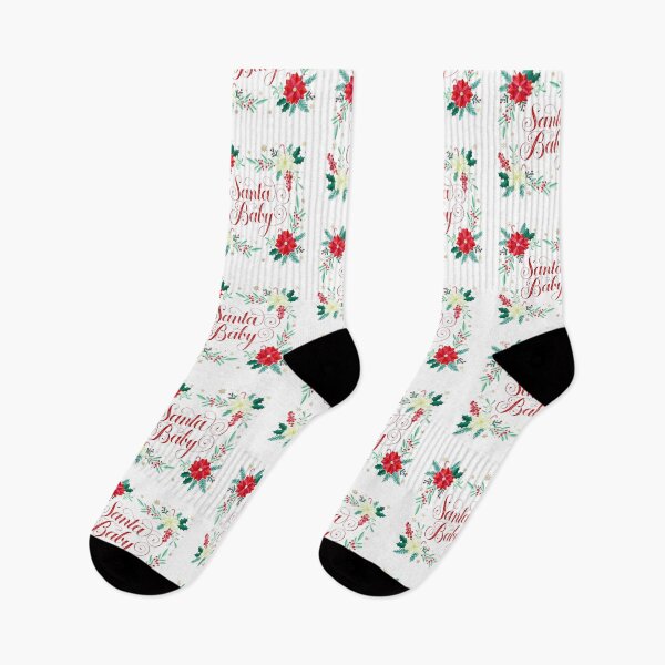 Item preview, Santa Baby, Christmas, fir branches, candy canes, poinsettias and snowflakes designed and sold by Sandra Brezina.