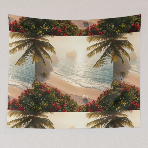 Item preview, Tranquil Beach Paradise Background Design designed and sold by hjian8219.
