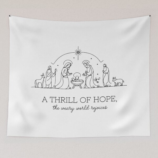 Item preview, A Thrill of Hope - Nativity Scene Christmas Art | Christian Holiday Decor | Nativity Line Art designed and sold by HahaHandlesHub.