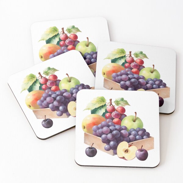 Item preview, Watercolor Grapes, Apples, Plums in Wooden Box  designed and sold by silviaol.