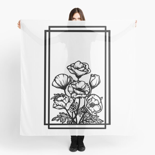Aperçu de l'œuvre Coquelicots dessin au trait créée et vendue par loveofgeeks.