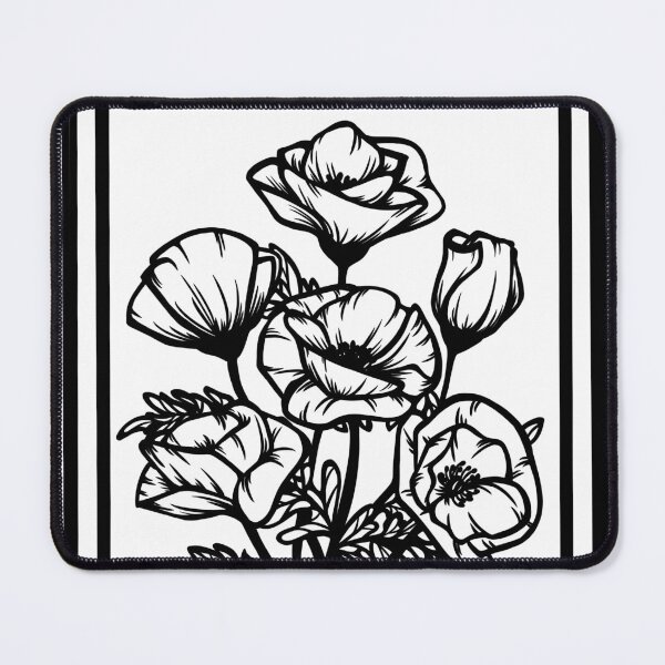 Aperçu de l'œuvre Coquelicots dessin au trait créée et vendue par loveofgeeks.