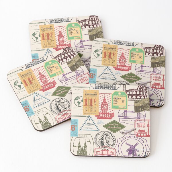Item preview, Adventure Awaits - Vintage Travel Passport Stamps & Ticket designed and sold by VergeDesigns.